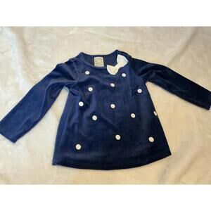 First Impressions Baby Toddler Blue Polka Dot Long Sleeve Top with Bow 3T